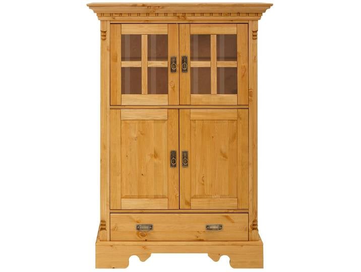 Highboard OTTO HOME Milan , beige (natur), B:102cm H:149cm T:47cm, Massivholz, Sideboards, Highboard, Vitrine, Breite 102 cm, Massivholz, FSC-zertifiziert