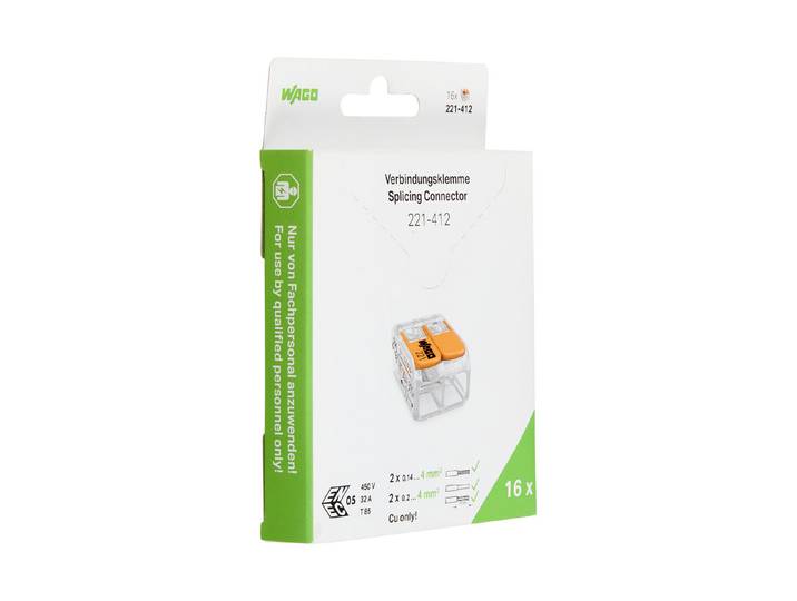 Wago Steckklemme Compact 2x 0.14-4mm2 mit Betätigungshebel 16 Stk.