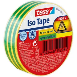 tesa 56192 Isolierband selbstklebend hitzebeständig grün/gelb 15mm x 10m