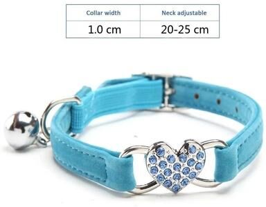Uplifted Finds Heart Rhinestone Breakaway Cat Collar 3 blue