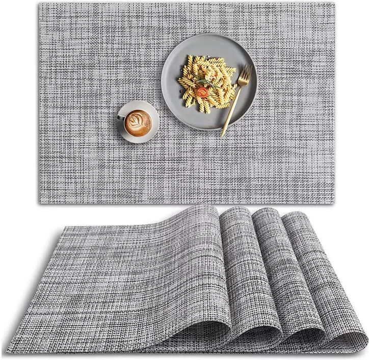 INF 6er Set Tischsets, 30x45 cm, gemischte Farben Silber+Weiß