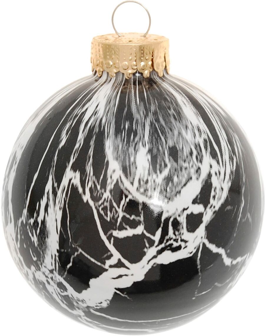 Weihnachtsbaumkugel KREBS GLAS LAUSCHA "Spezial-Glaskugel, Marmoroptik, Ø ca. 8 cm", schwarz, Ø:8cm, Glas, Weihnachtsbaumkugeln, Weihnachtsbaumkugel, Weihnachtsdeko, Christbaumschmuck, Christbaumkugeln aus Glas