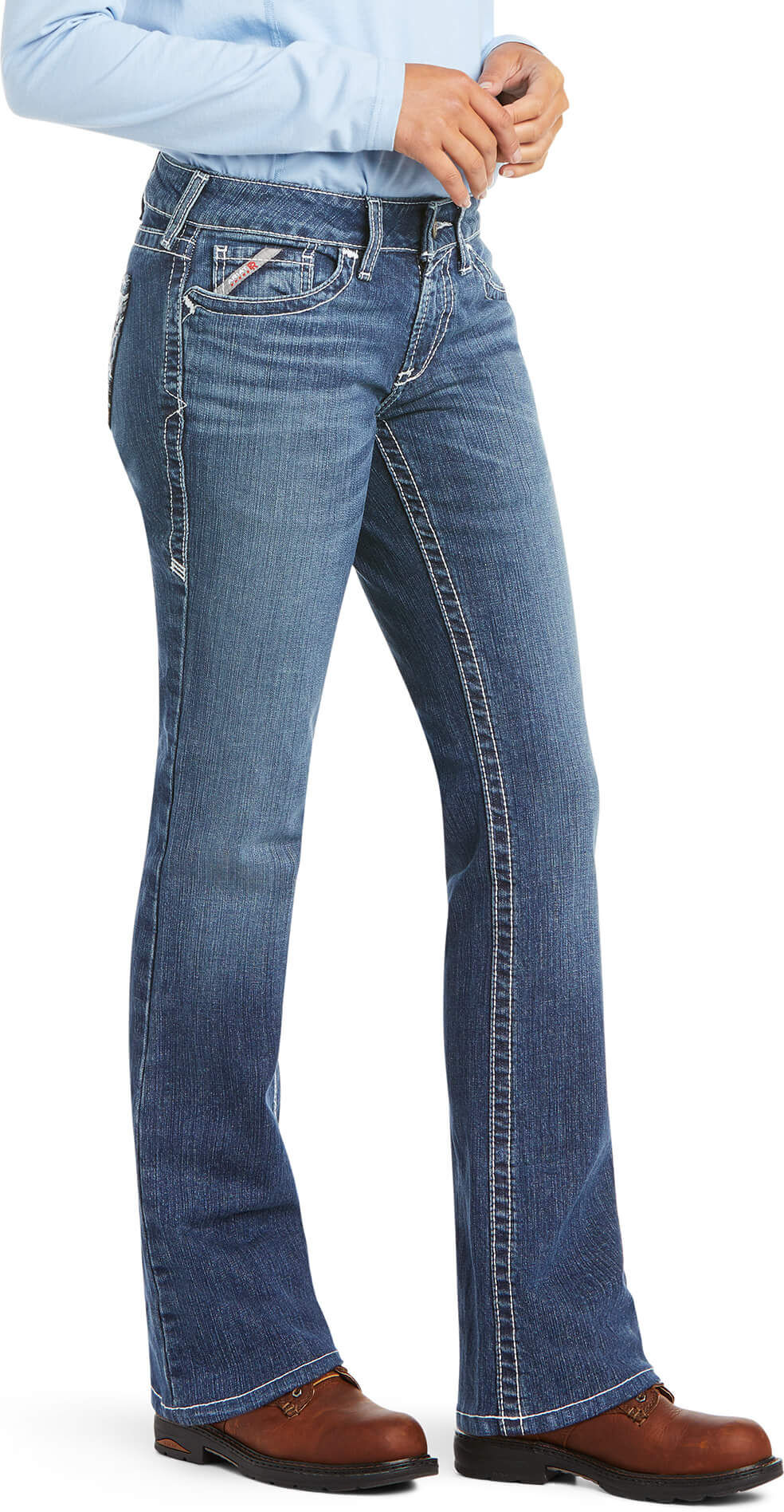 Women's Flame-Resistant DuraStretch Entwined Boot Cut Jeans in Oceanside, Size: 22W Long by Ariat