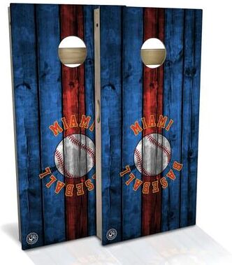Skip's Garage Miami Baseball Outdoor Cornhole Board Set