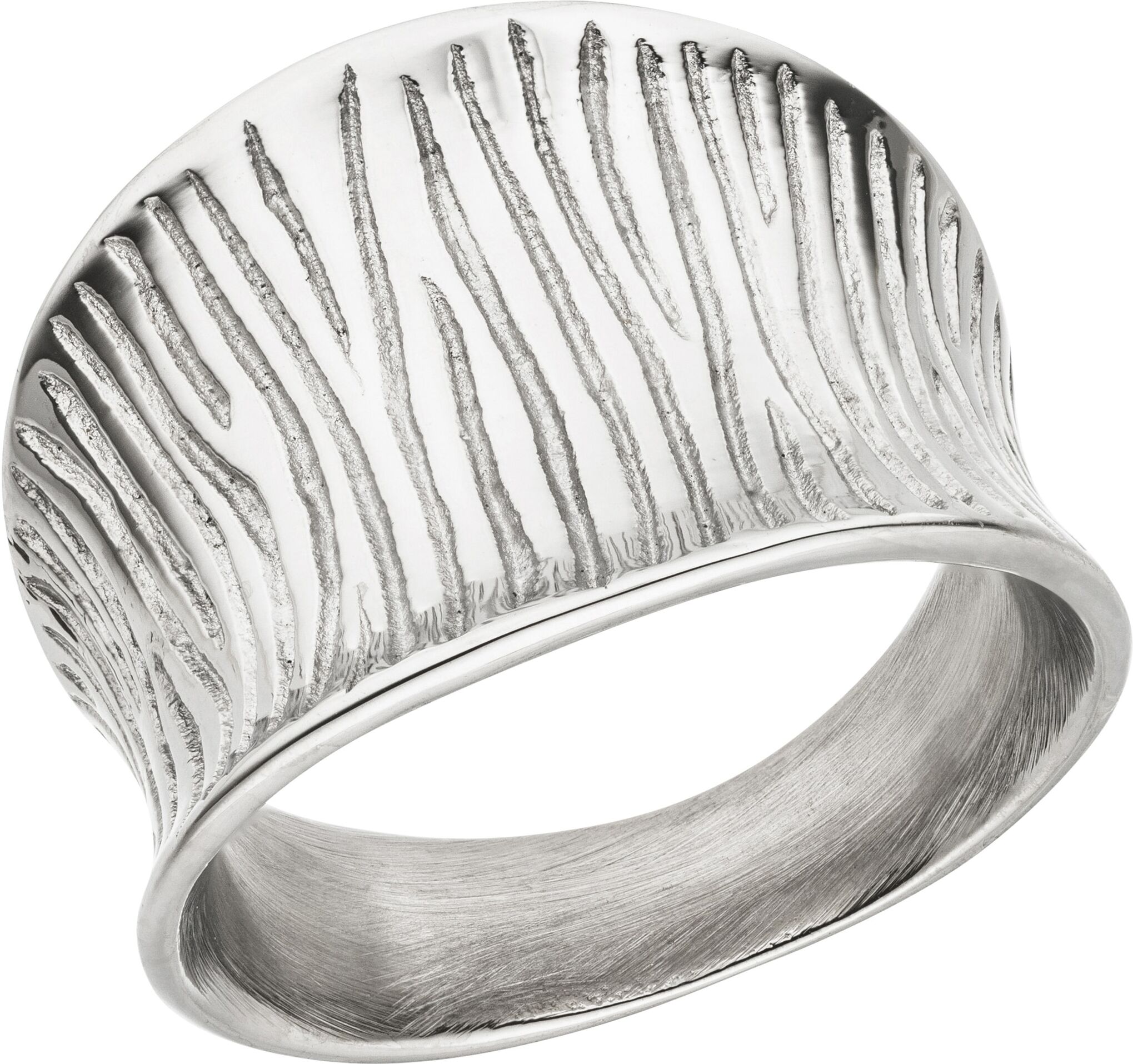 Fingerring JOBO "breit" Gr. 54, silber (edelstahlfarben), Fingerringe, Damen, 54, Edelstahl, Fingerring, Edelstahl mit Struktur