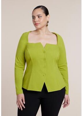 Plus Size Women's Square Neck Button Front Top by ELOQUII in Pear Liqueur (Size 16)