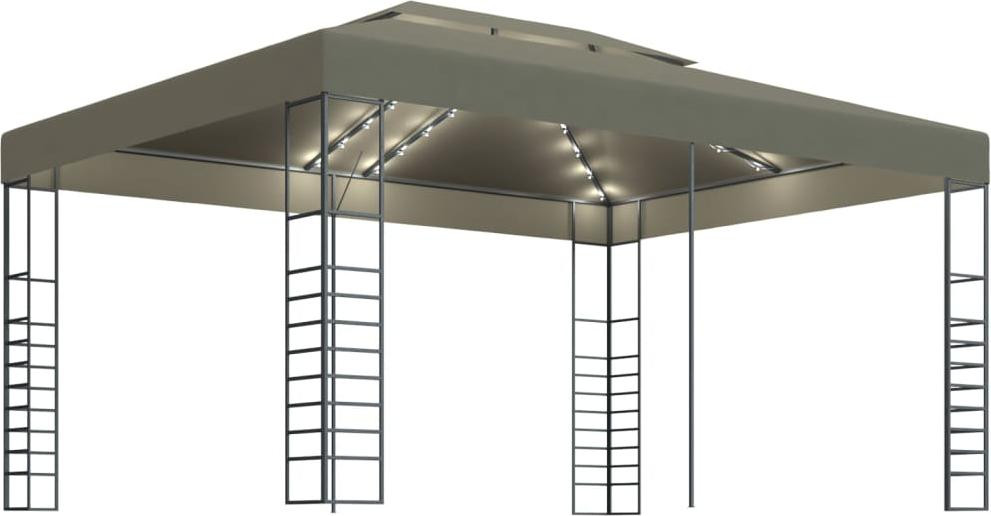 vidaXL Paviljoen met LED-lichtketting, 3 x 4 meter, taupe