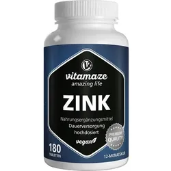 Zink 25 mg Hochdosiert Vegan 180 ST