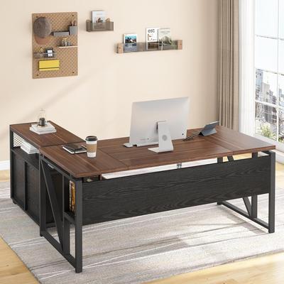 BLUEBELL 63-Inch L-Shaped Executive Desk, Reversible Office Workstation with Mobile File Cabinet & Storage Drawers for Home Office