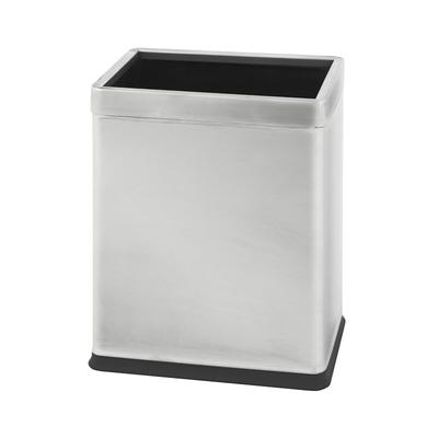 PROREGAL Doppelwandiger eckiger Edelstahl Papierkorb | 10 Liter, HxBxT 27,5x16,5x22,5cm | Silber