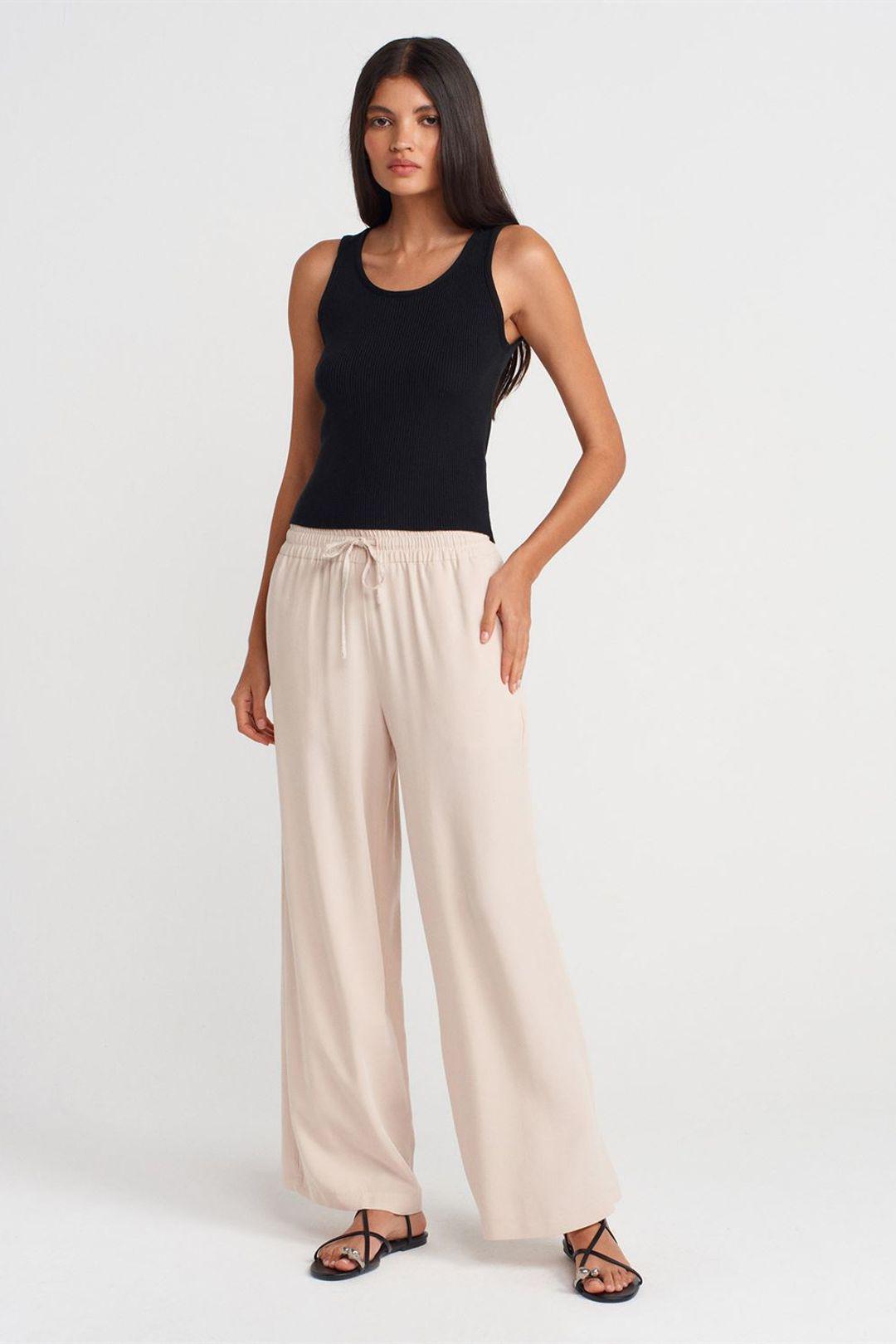 Tencel Weite Hose mit Kordelzugbund