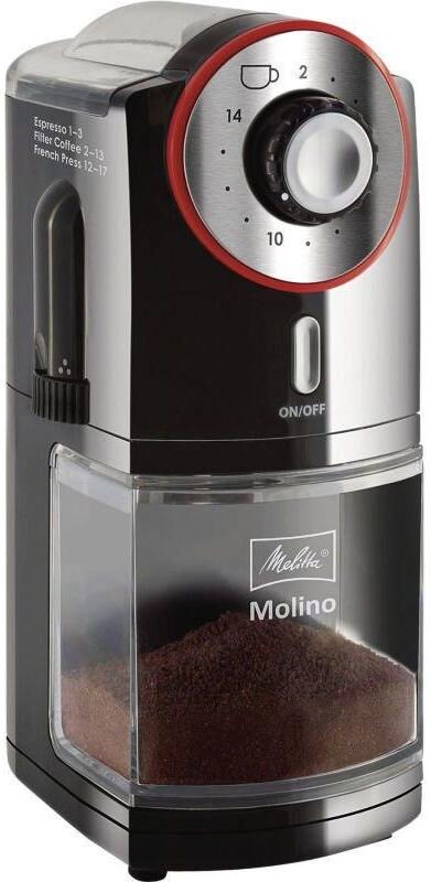 Kaffeemühle MELITTA "Molino", schwarz (schwarz, transparent), Kaffeemühlen, Kaffeemühle schwarz, transparent Einheitsgröße