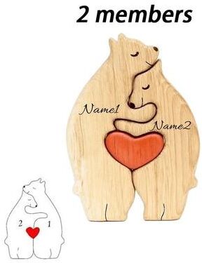 Uplift Picks Personalized Wooden Bear Family Puzzle For Heartwarming Custom Home Decor Gifts 2 Members customized