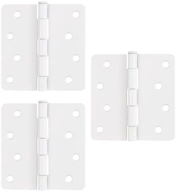 Design House White Steel Plain Bearing Door Hinge with Removable Pin, 4 x 4 in. 1/4 in. Radius, 3-Pack