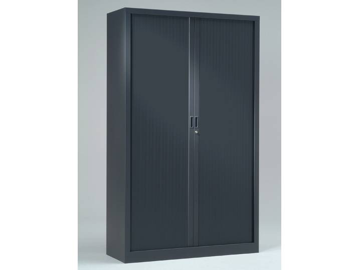 Armoire à rideaux métal monobloc Généric - H.198 x L.120 cm - Corps Anthracite - Rideaux Anthracite