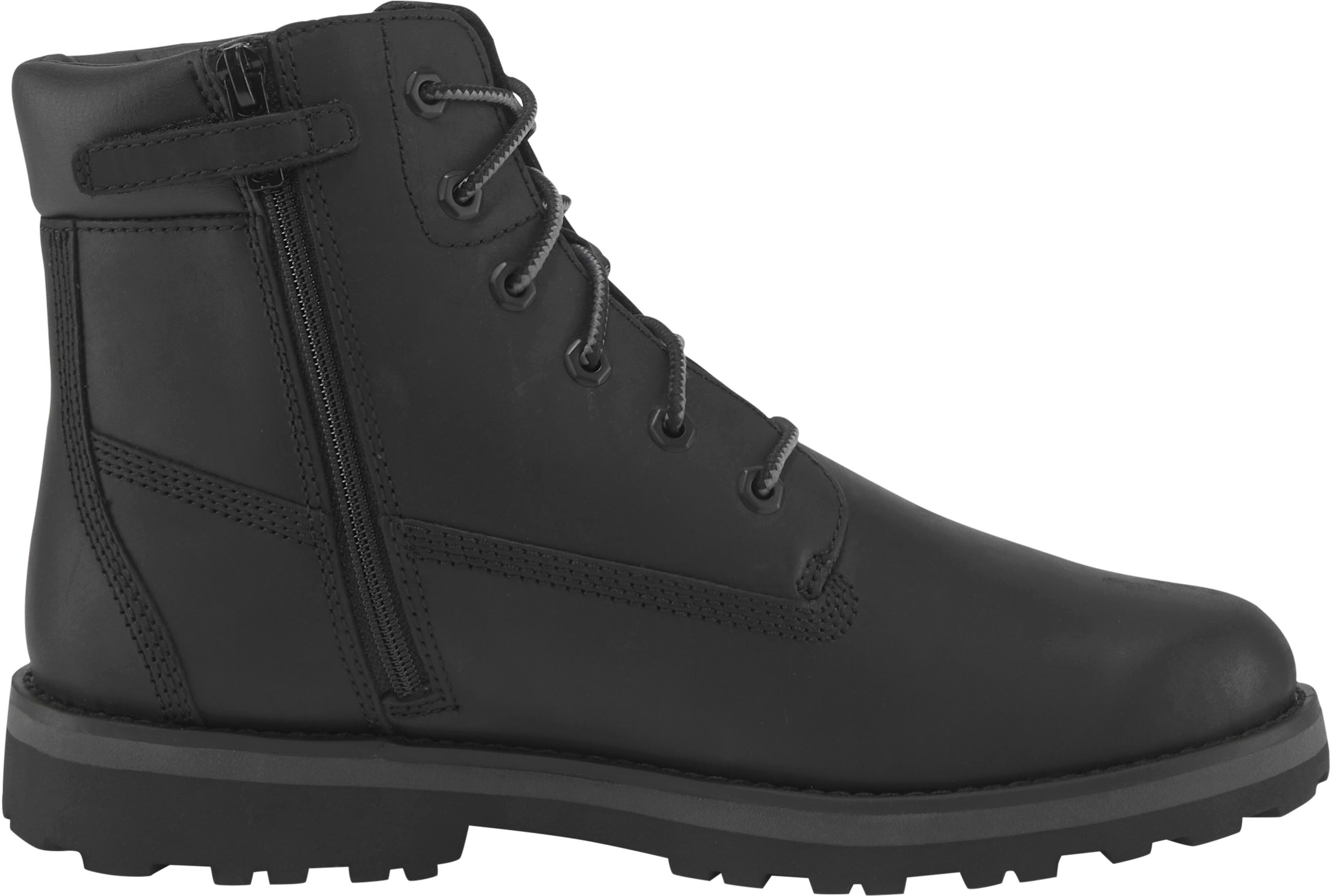 Schnürboots TIMBERLAND "COURMA KID - MID LACE BOOT", Jungen, Gr. 37, Synthetik, schwarz, Leder, Schuhe Schnürboots, Winterstiefel, Schnürstiefel, Winterschuhe schwarz 37, Synthetik