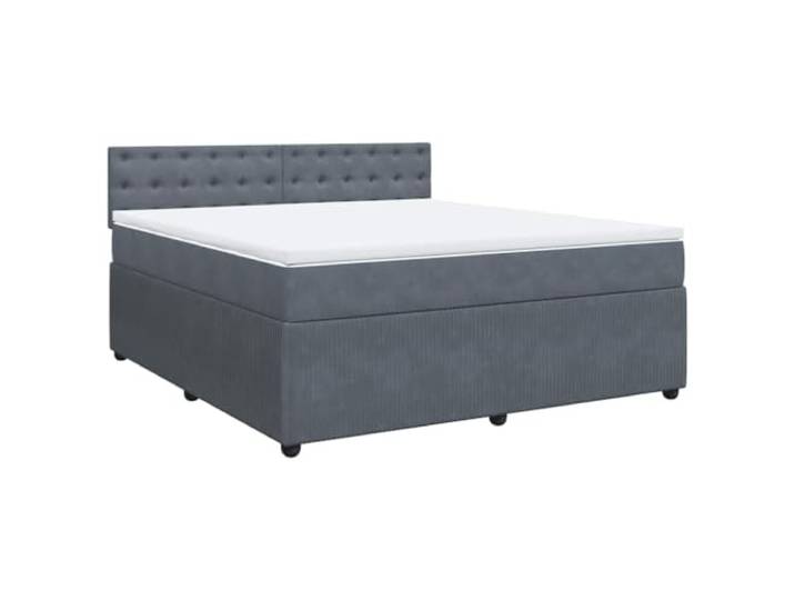 vidaXL Boxspringbett mit Matratze Dunkelgrau 180x200 cm Samt