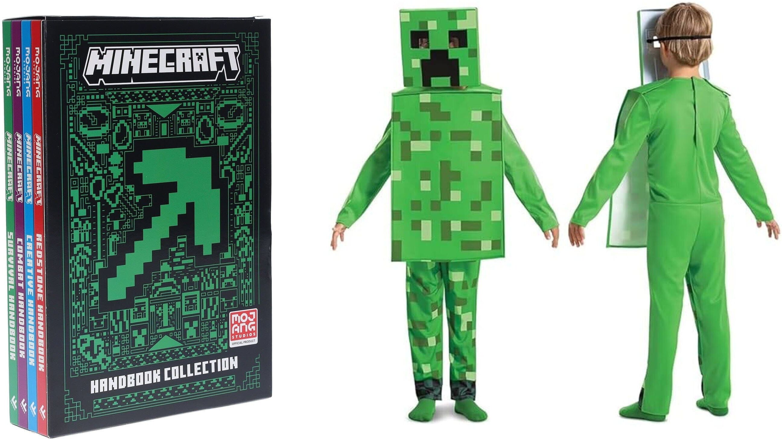 Minecraft Handbook Collection by Mojang AB 4 Books Set With Minecraft Creeper Costume for Kids HarperCollins Publishers