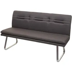 BERLINLODGE Sitzbank | HxBxT 90x160x59cm | Sitzhöhe 49cm | Rückenlehne Stoff/Textil Edelstahl gebürstet | Grau-Braun 160cm | Esszimmerbank Bank Polsterbank
