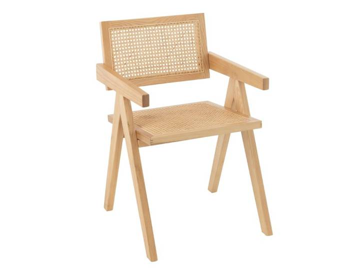 Chaise design en bois et rotin Naturel 59x52x80 cm