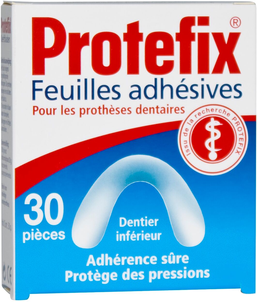 Protefix Feuilles Adhesives Pour Dentier Inferieur 30 Pieces