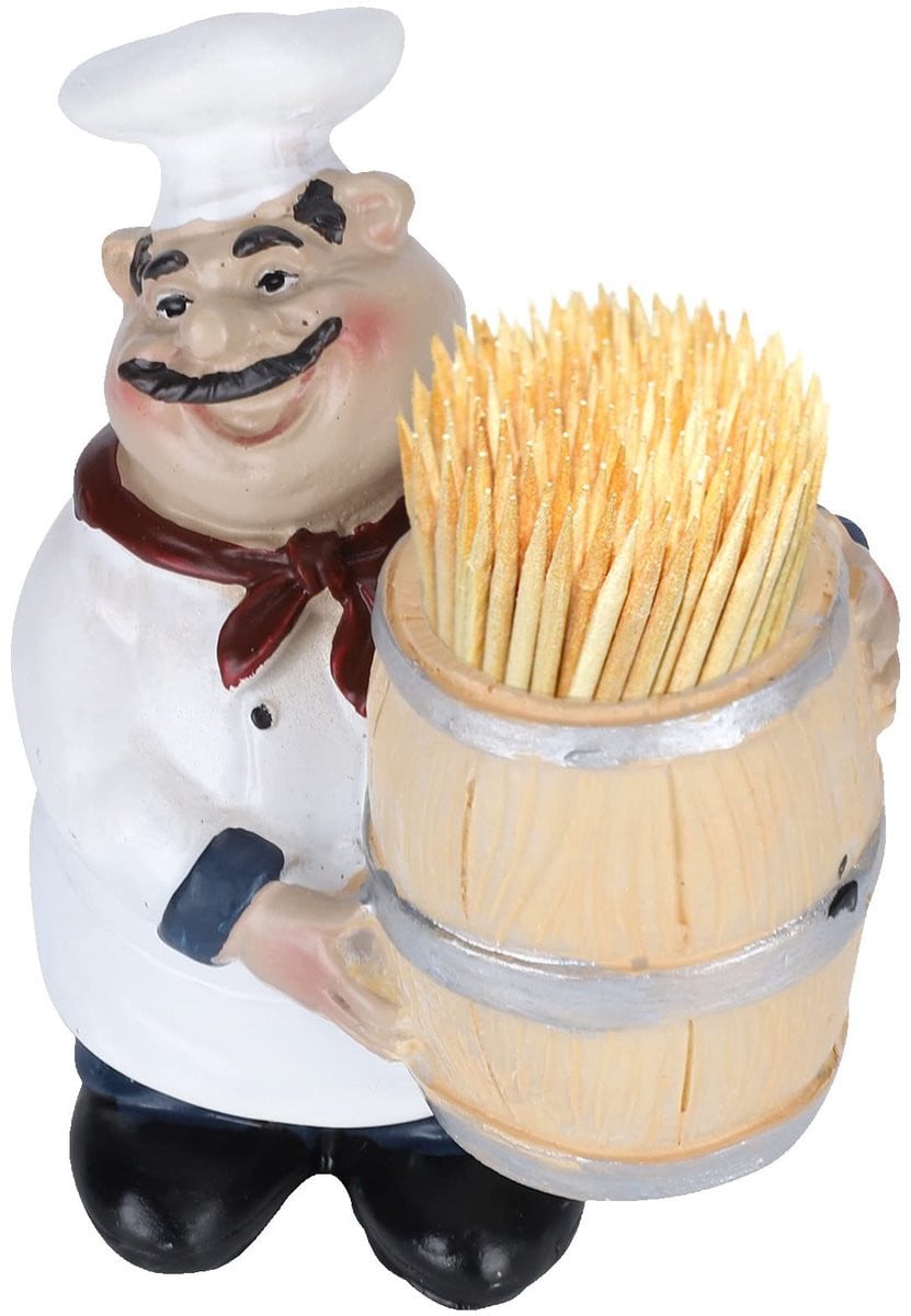 Solidchoice Resin Tandprikker Houder met Italiaanse Chef Statue