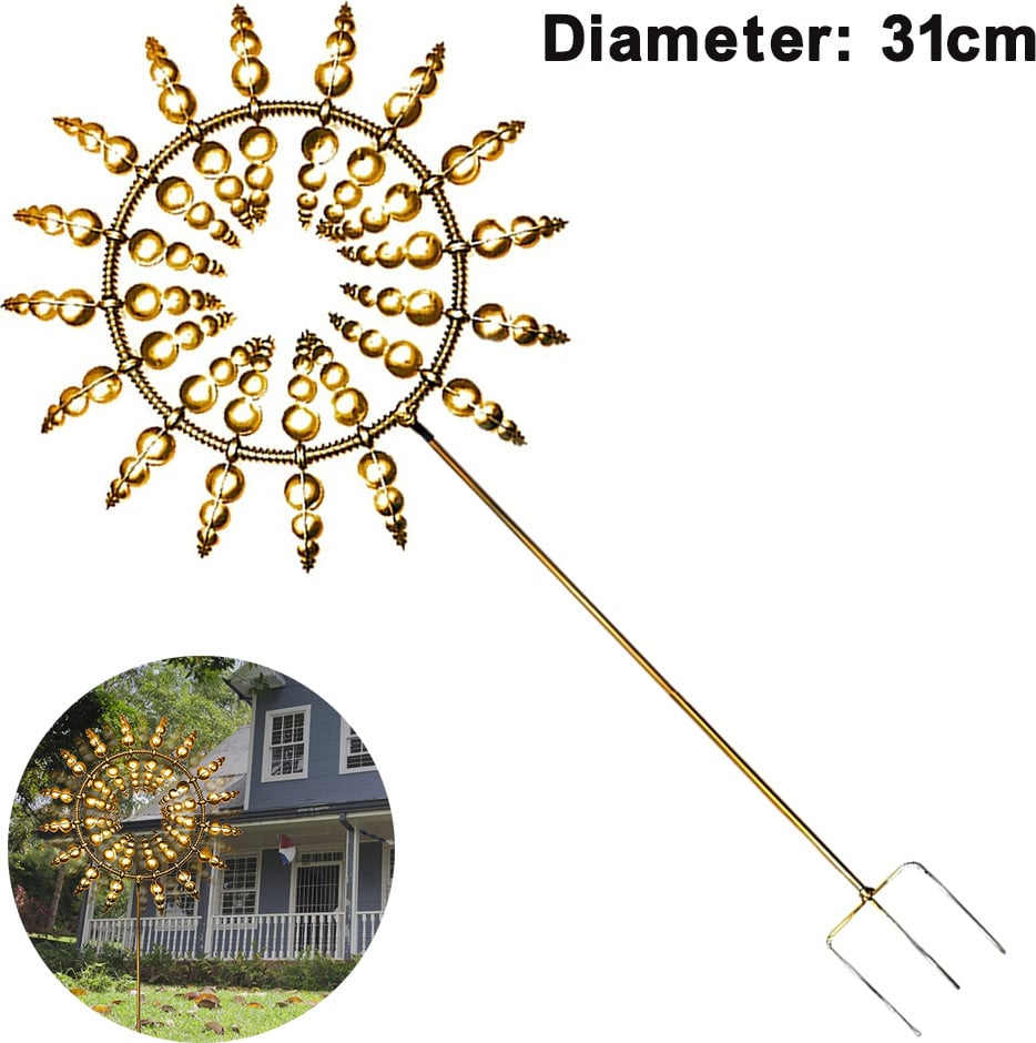 Mmgoqqt Metalen Kinetische Windmolen Sculptuur met Plantensteek voor in de Tuin