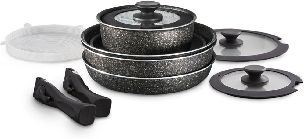 Tower Freedom Detachable Handles Cookware Set with Cerastone Coating, Stackable Design, 13pc, Graphite Black 8