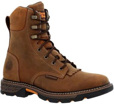 "Georgia Boot 8"" Carbo-Tec FLX Waterproof Lacer - Mens 9.5 Brown Boot Medium"