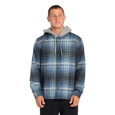 Langarmhemd BILLABONG "Baja Flannel", Herren, Gr. XXL, blau (schwarz denim), Obermaterial: 51% Baumwolle, 49% Polyester., Hemden
