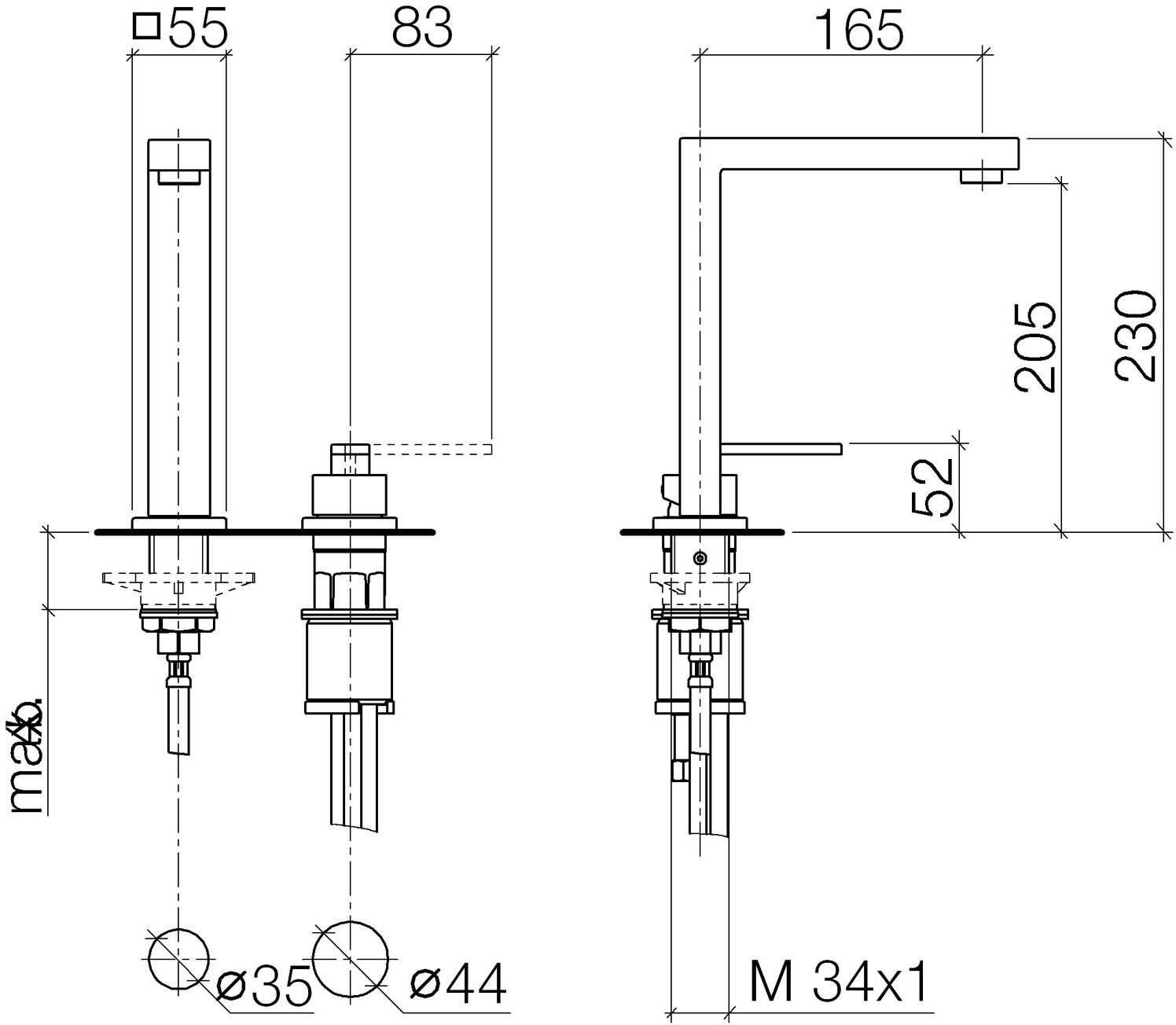 Dornbracht Lot BAR TAP Zweilochbatterie mit Einzelrosetten