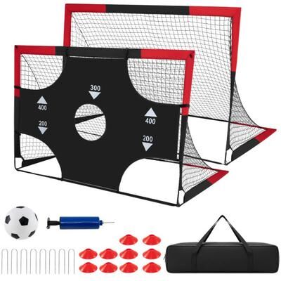 Costway 6 x 4 FT Portable Pop Up Soccer Goals Set with Oxford Target and Cones