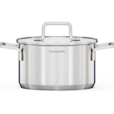 Kochtopf HANSEATIC "DAILY", silberfarben, H:11,5cm Ø:20cm, Töpfe, Kochtopf, handfreundliche Griffe, Literskala, Glasdeckel, Induktion