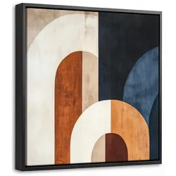 LEINWAND Bilder mit Rahmen - Abstrakt - Formen - Dunkelblau - 20x20