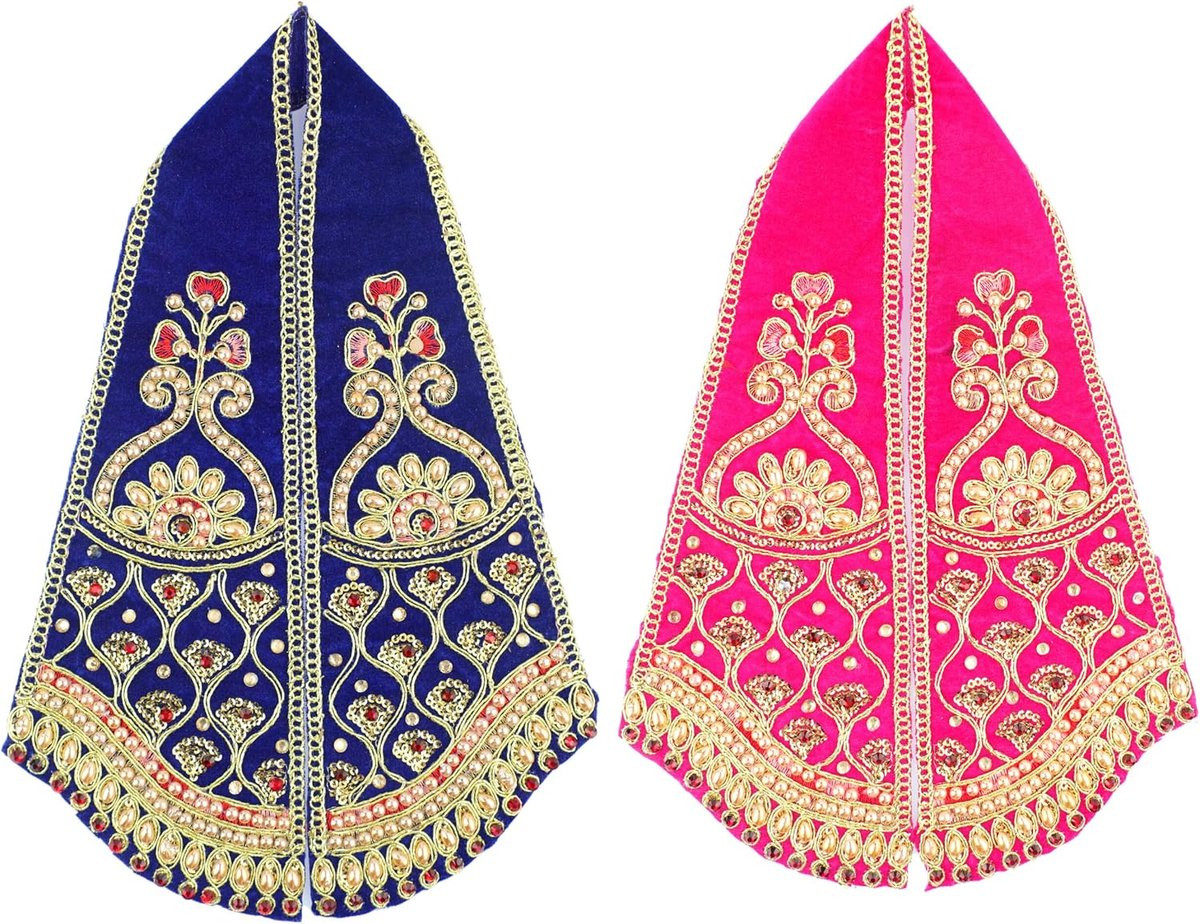 Set van 2 Ganesha Velvet Dupatta Puja Chunari voor Indiase Traditionele Festivals