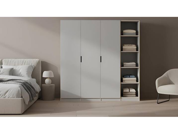 Kleiderschrank in Multiplex Optik von Pickawood Premium Dekore Grau Multiplex Kante