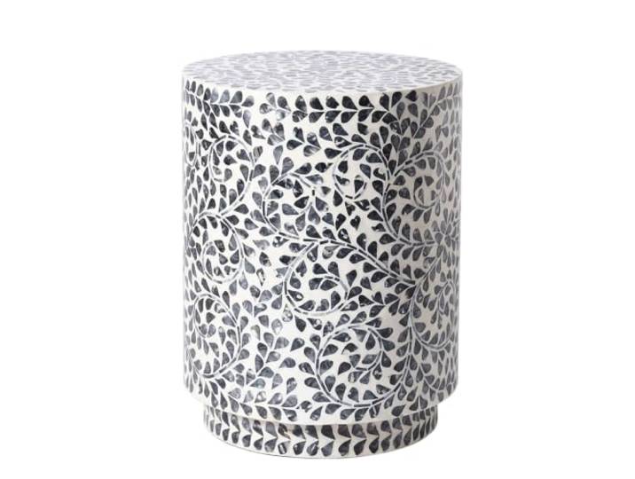 RBXNHGS Beistelltisch mit Capiz-Muscheln, Gartenhocker, Beistelltisch rund Capiz-Muscheln, Beistelltisch, Gartenhocker, Wohnzimmer, Kunsthandwerk(H*w 13.75*15.7in)