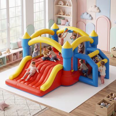 Sonegra 11' x 12' Kids Inflatable Bounce House with Slide, Basketball Hoop & Soccer Goal