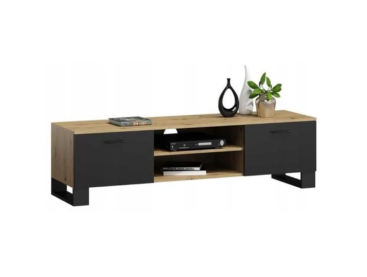 Meuble TV KLARA - Design Loft - 120x40x46cm - Artisan Noir