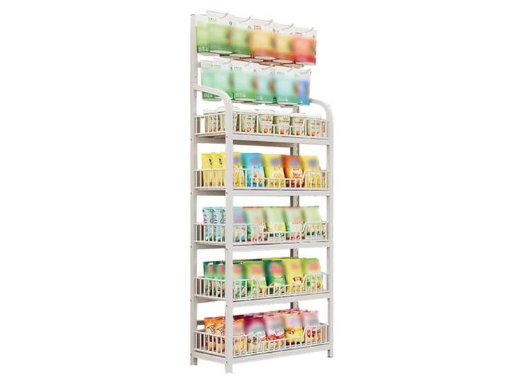 Snack-Organizer, Großes mehrschichtiges Organizer-Regal for Supermärkte, Süßwarenläden(5 Tier White,50x27cm/19.7x10.6in)