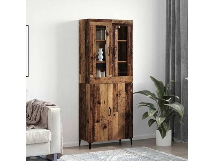 RJPLMFV Oberer Schrank, 2 Stück, altes Holz Wohnzimmer-Sideboard, Regale, Scharniertüren, D-Griffe, Montage für 2 Personen
