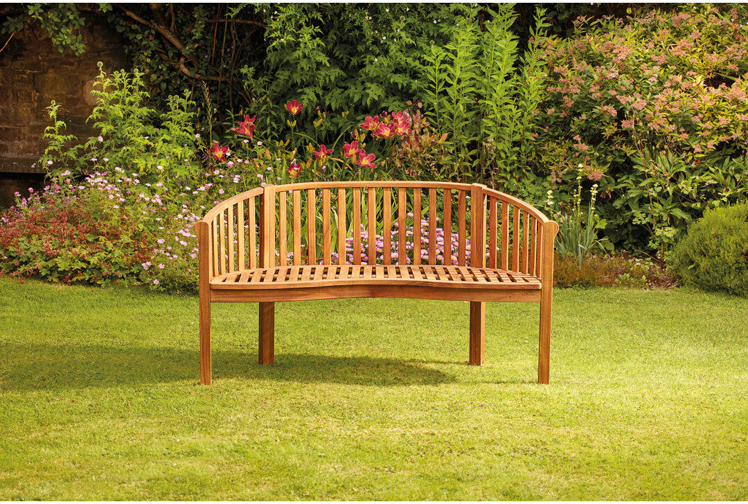 Dakota Fields Arik Solid Wood Acacia Three-Person Banana Bench Brown 83cm H X 149.6cm W X 62cm D