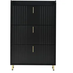SCHUHSCHRANK schwarz schmal klappfächer