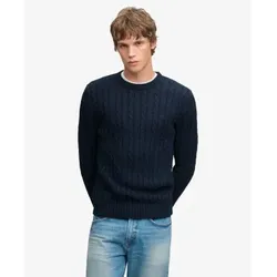 Superdry für Herren. M6110707E Marineblauer Baumwollpullover mit Zopfmuster (S), Lässig, Baumwolle