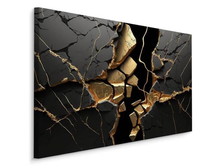 Muralo Wandbilder Schwarzer Marmor, Aufhängefertig, Kunstdruck - 120x80 cm