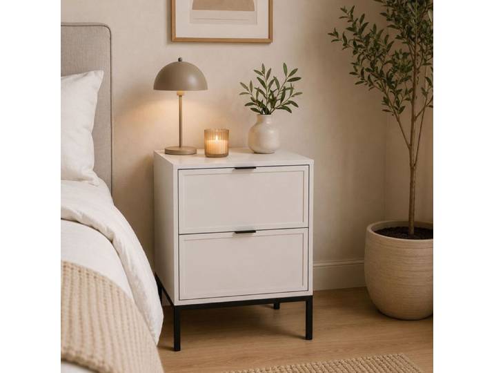 Table de chevet Leloline Dmora en bois noble Beige Cashmere 50x40x69h cm