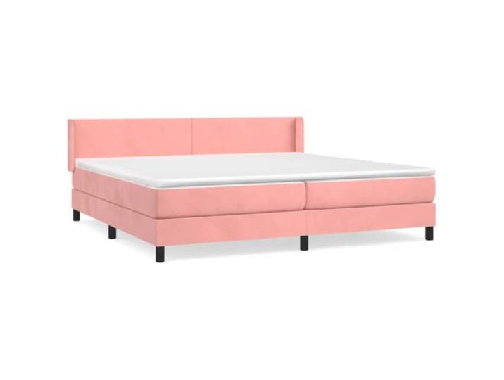 PUGYNBK Boxspringbett, Samt, Rosa, 200 x 200 cm Verstellbares Kopfteil, Taschenfederkernmatratze, mittlere Härte, Matratzenschoner