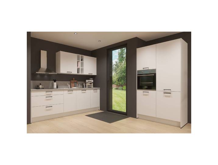Küchenzeile ConceptC II 217 x 60cm Ausrichtung rechts Weiß/Alpinweiß/Beton Dekor ohne Elektrogeräte