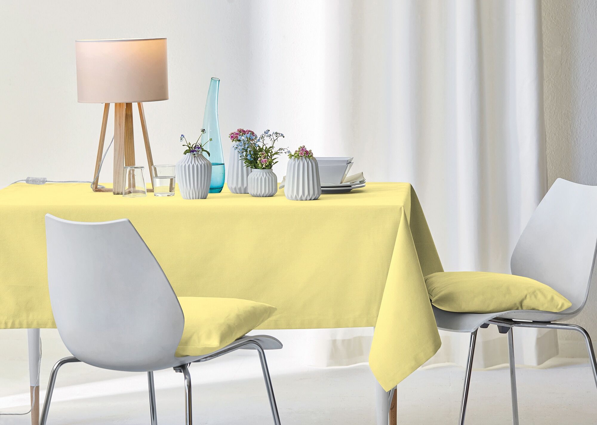 Tischdecke APELT "4362 Rips-Uni" Gr. 4, gelb, Ø:170cm, Baumwolle, Polyester, Tischdecken, Tischdecke, Wasser- und Schmutzabweisend