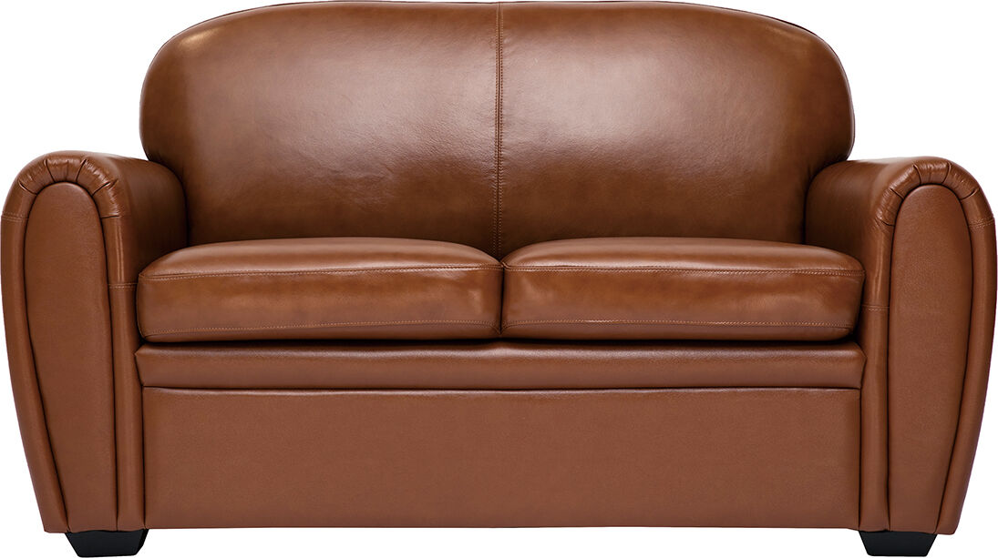 Miliboo Vintage-Ledersofa braun 2-Sitzer CLUB